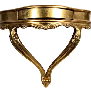 Vintage French Syroco Sconce Demi Semi Circle Gold Ornate Side Table Shelf Wall Mounted circa 1980-90's / EVE