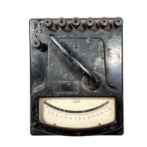 Vintage French Volt Voltmeter Volts Meter electrical equipment cased circa 1960&#39;s / EVE