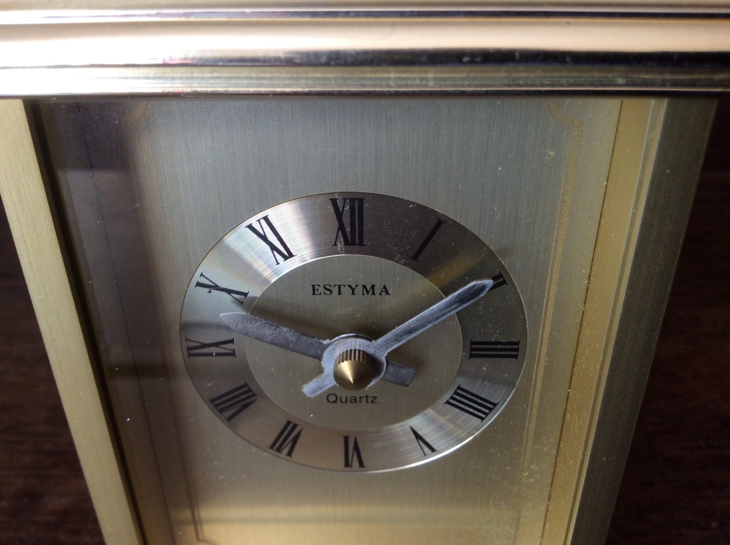 Vintage Estyma Metal Carriage Clock Glass Fronted Quartz Clock Etsy