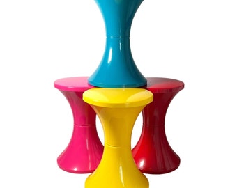 Vintage French Stool Tam Tam Rest Chair Seat Rest Plinth Stand Display Plastic Tabouret Yellow Designer Storage Tabouret c1990's / EVE