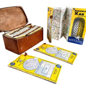 Vintage French Entire Mainland Maps Leather Cased Large Road Navigation Map Wall Display Prop Display circa 1967 / EVE