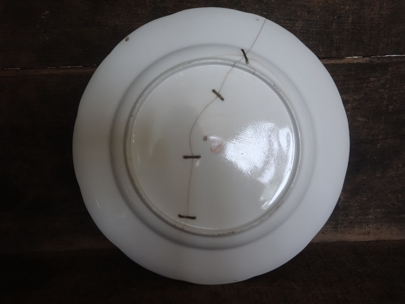 Antique English staple repaired dinner plate Messr Daniella Bond Street London circa 1900/'s English Shop