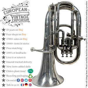 Vintage Tuba A. Laurent Paris French Traditional Musical Instrument Brass Silver circa 1950-60's / EVE image 10