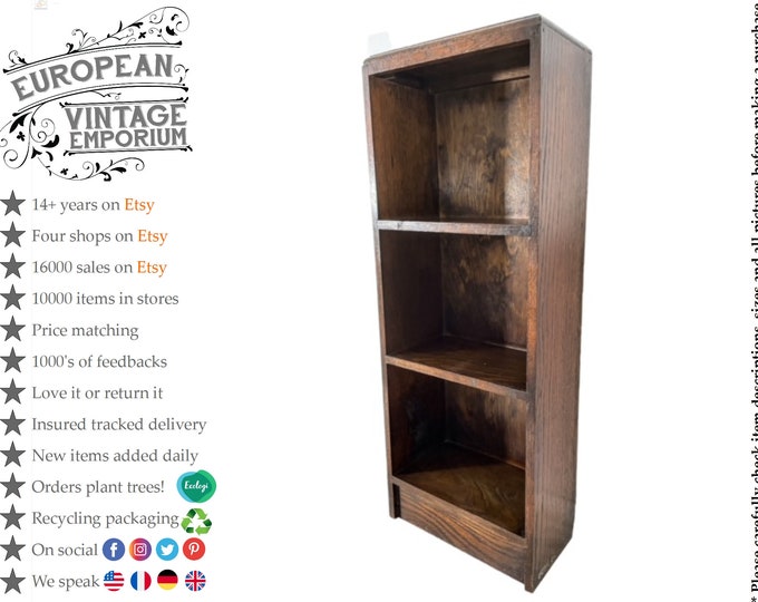 Vintage French Wooden Small Shelf Unit Dark Wood Stand Ornament Display