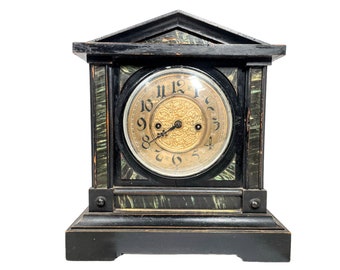 Antique French Wooden Mantlepiece Clock Timepiece For Spares Repairs circa 1900's / EVE