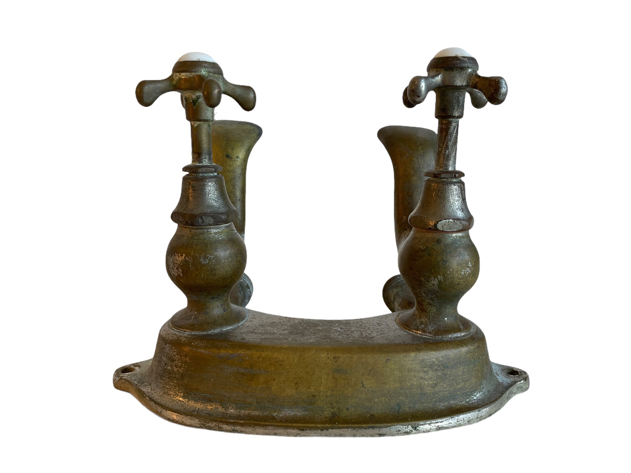 Antique French Metal Brass Bronze Kitchen Sink Bathroom Hot Cold Froid