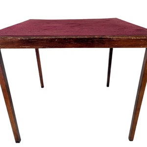 Vintage English Large Red Felt Topped Folding Wooden Foldable Folding Gaming Games Card Table circa 1940-50's / EVE