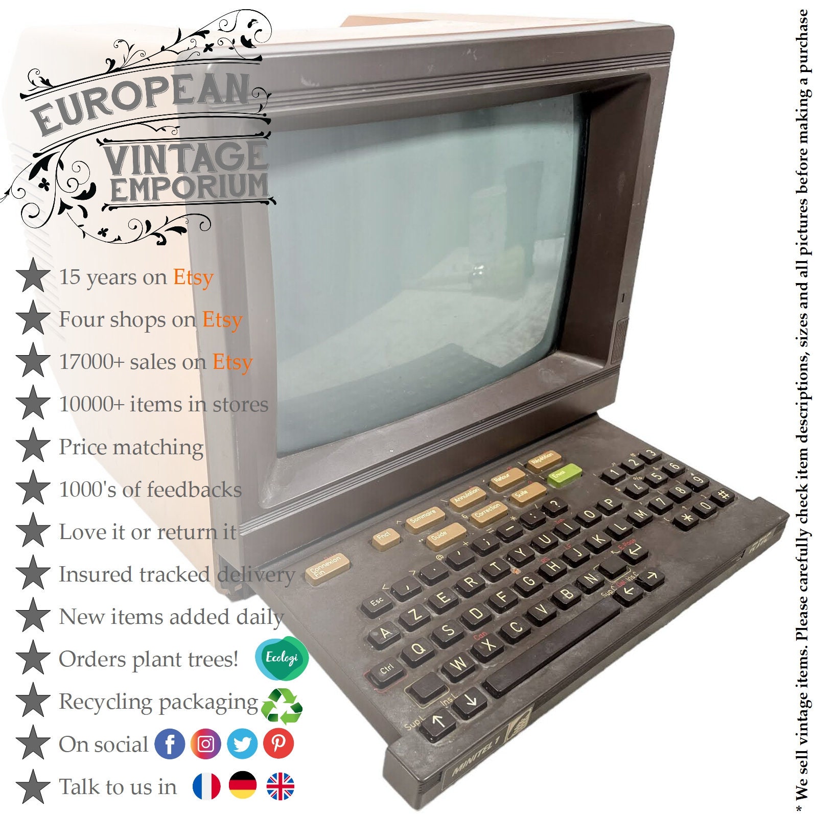 Minitel 1 Telic Alcatel - Beige Marron - Clavier Rétractable - Fonctionne - France