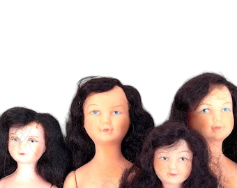 Vintage French Collection Of Four Plastic Dolls Sisters Twins Toys circa 1970's / EVE