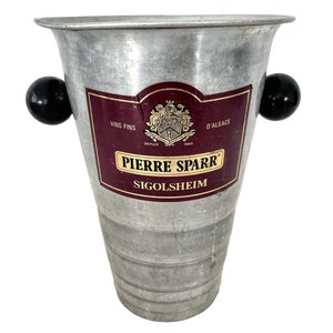 Vintage French Silver Metal Pierre Sparr Sigolsheim Champagne Wine Ice Bucket Cooler Display Stand Pot Handled c1980-90&#39;s / EVE