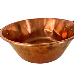 Vintage French Copper Metal Hanging Sugar Jam Pan Saucepan Cooking Pot Stove Top Traditional French Kitchen c1980-90's / EVE