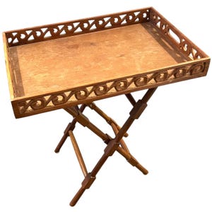 Folding Cage Tray Table Vintage French Largish Wooden Wood Plinth Display Shelf Prop c1970-80&#39;s / EVE