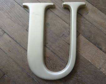 Vintage French Gold Large Letter U Shop Sign Name Decoration Design Times Roman Others & Quantities Available c1980-1990&#39;s / EVE of Europe