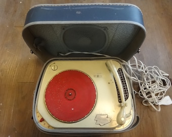 Vintage French Teppaz Oscar Cased Record Player with case and speaker circa 1950-60&#39;s / EVE of Europe