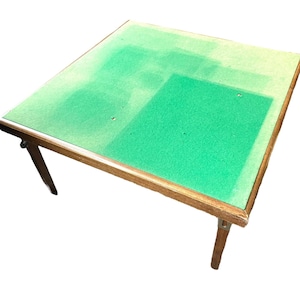 Vintage French Low Green Felt Topped Folding Wooden Foldable Folding Gaming Games Card Table circa 1960-70's / EVE