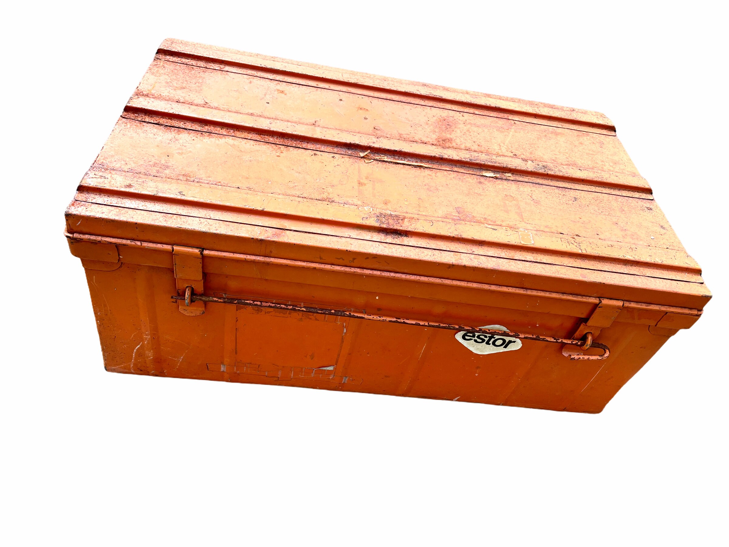 Vintage French Large Metal Orange Lockable Cabinet Box Storage Etsy
