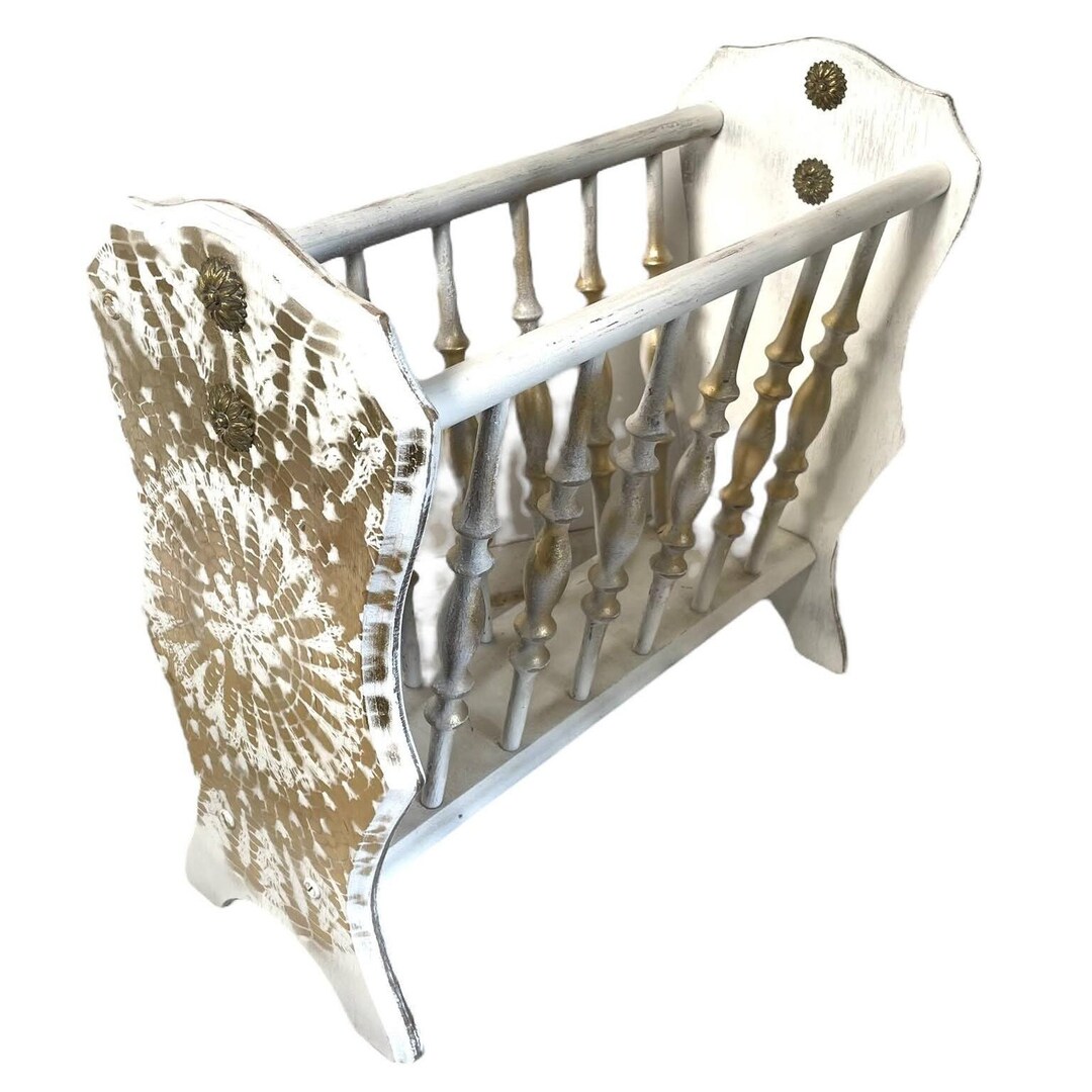 Vintage French Refurbished Magazine Newspaper Rack Stand Store Staorage ...