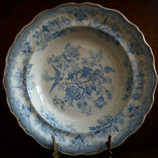 Antique English Blue and White Deep Plate - English Shop