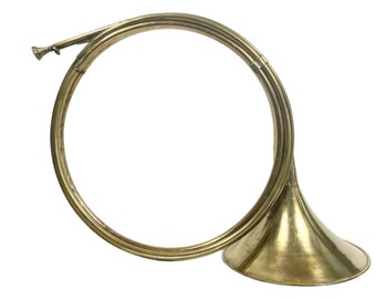 Vintage French Hunting Horn Traditional Musical Instrument Warning Scarer Brass circa 1960-70's / EVE