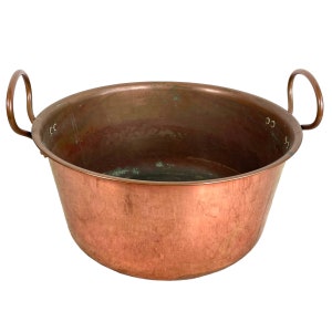 Vintage French Large Copper Menesa 36 Metal Hanging Sugar Jam Pan Saucepan Cooking Pot Stove Top Traditional French Kitchen c1980-90's / EVE