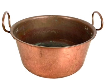 Vintage French Large Copper Menesa 36 Metal Hanging Sugar Jam Pan Saucepan Cooking Pot Stove Top Traditional French Kitchen c1980-90's / EVE