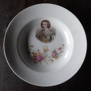 Vintage French White Ceramic French Court Persons Louis XIV Plate Dish circa 1920-30&#39;s / EVE of Europe