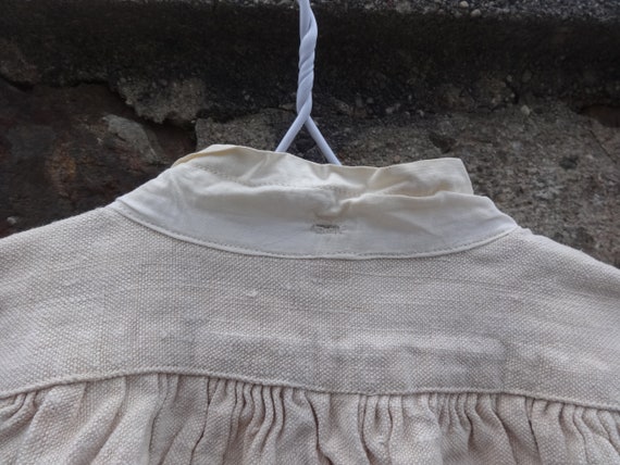 Antique French Farmer Linen Night Shirt Smock Bia… - image 7