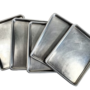 Vintage French Small Metal Stainless Steel Butcher Shop Display Trays Tray Shop Commercial circa 1980&#39;s / EVE
