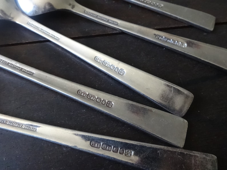 Vintage English Sheffield EPNS silver plate large soup sweet pudding spoons set cutlery flatware silverware circa 1930/'s English Shop