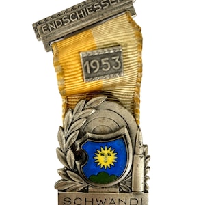 Vintage Swiss Sports Trophy Medal Pin Badge Medals Pins Badges Assorted Mixed Old c1953 / EVE