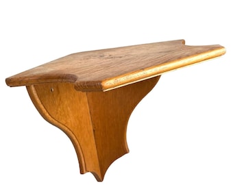 Vintage French Wooden Corner Wood Shelf Display Stand Wall Fixing Mounted Hanging Solid Heavy Plinth c1970's / English Shop