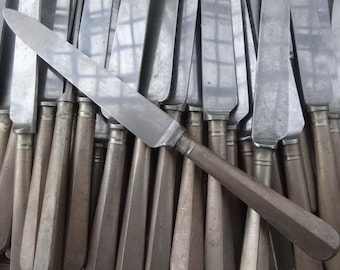 Vintage English Sheffield Unfinished Rattail Small Dinner Knife Cutlery Silverware Flatware PRICED INDIVIDUALLY c1960's / EVE of Europe