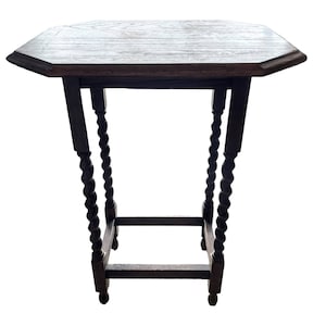 Vintage French Rectangular Barley Twist Leg Side Table Stand Display Plinth Pot Tabouret c1930-40&#39;s / EVE