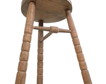 アンティークミッドセンチュリーヴィンテージ木製三脚スツール