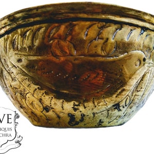 Vintage Moroccan Arabian Small Brass Pot Dish Ornate Shaped Decoration Circular Serving Trinket Dish Bird circa 1970-80&#39;s / EVE of Europe