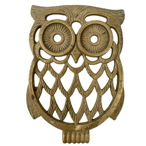 Vintage French Brass Owl Cup Glass Stand Trivet circa 1960-70's / EVE