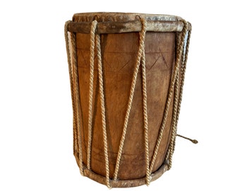 ヴィンテージ アフリカン ヘビーウッド＆レザー ドラム パーカッション