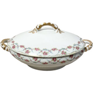 Vintage French Onion Soup Stew Serving Tureen Traditional Large Ceramic Terrine Bowl Plate Dish Planter Pot circa 1940-50&#39;s / EVE