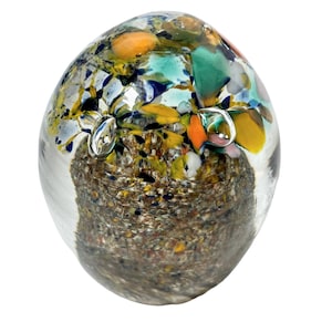 Vintage Italian Flowers in Sand Glass Paper Weight Paperweight Ornament circa 1970-80&#39;s / EVE