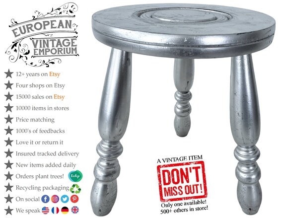 Buy Silver Stool Vintage French Country Cottage Bobbin Style