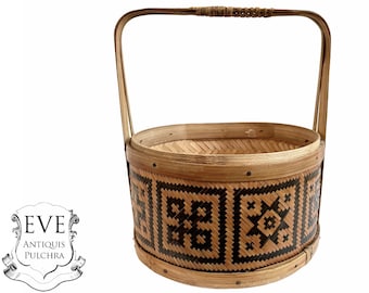 Vintage Thai Asian Traditional Woven Rice Food Basket Storage Decor Display Presentation Cooking Steaming circa 1980-90's / EVE