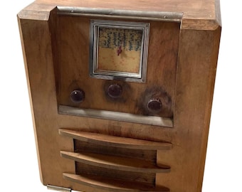 Vintage French Valve Radio Wooden Cased SPARES repairs not working c1940's / EVE