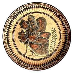 Vintage Greek Plate Reproduction Copy Of circa 450BC Plate Hand Made Light Damaged Terracotta Clay Pottery Ancient Greece c1970-80&#39;s / EVE