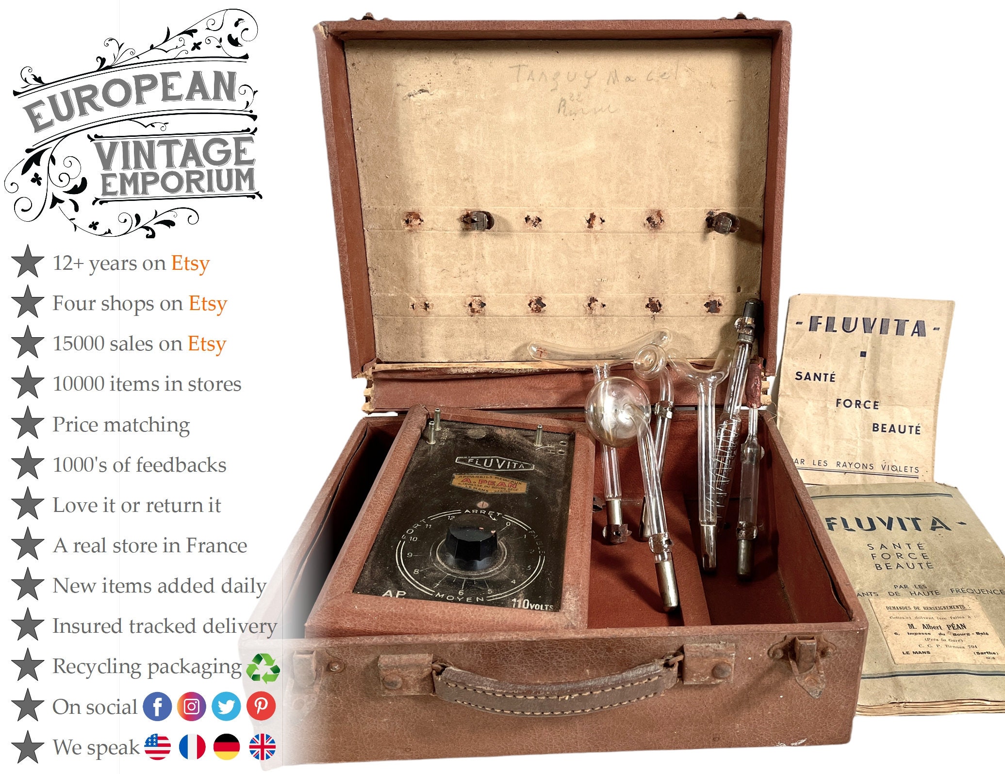 Vintage French Spengler Boxed Stethoscope Stethoskop Medical Instrument  Doctor circa 1970-80's