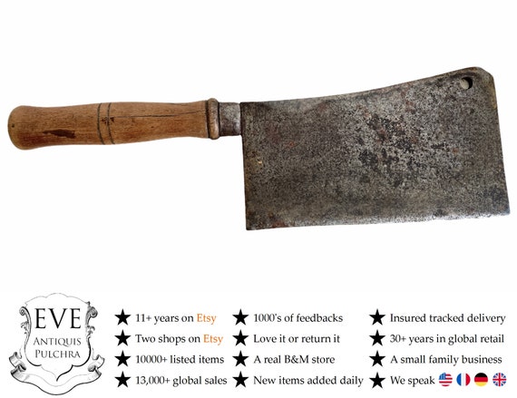 Vintage French Butcher Large Cleaver Knife Chopper Beef Pork Lamb Hanging  Decor Rustic Kitchen Circa 1930-40's / EVE of Europe 