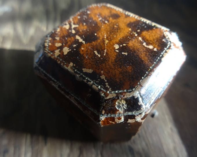 Vintage English Sanders of London Goldsmiths Brown Ring Box Jewellery