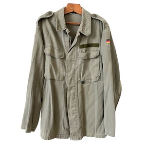 Vintage German Army Jacket Uniform Khaki Cotton Military Soldier Green German Size L 1990’s / EVE of Europe