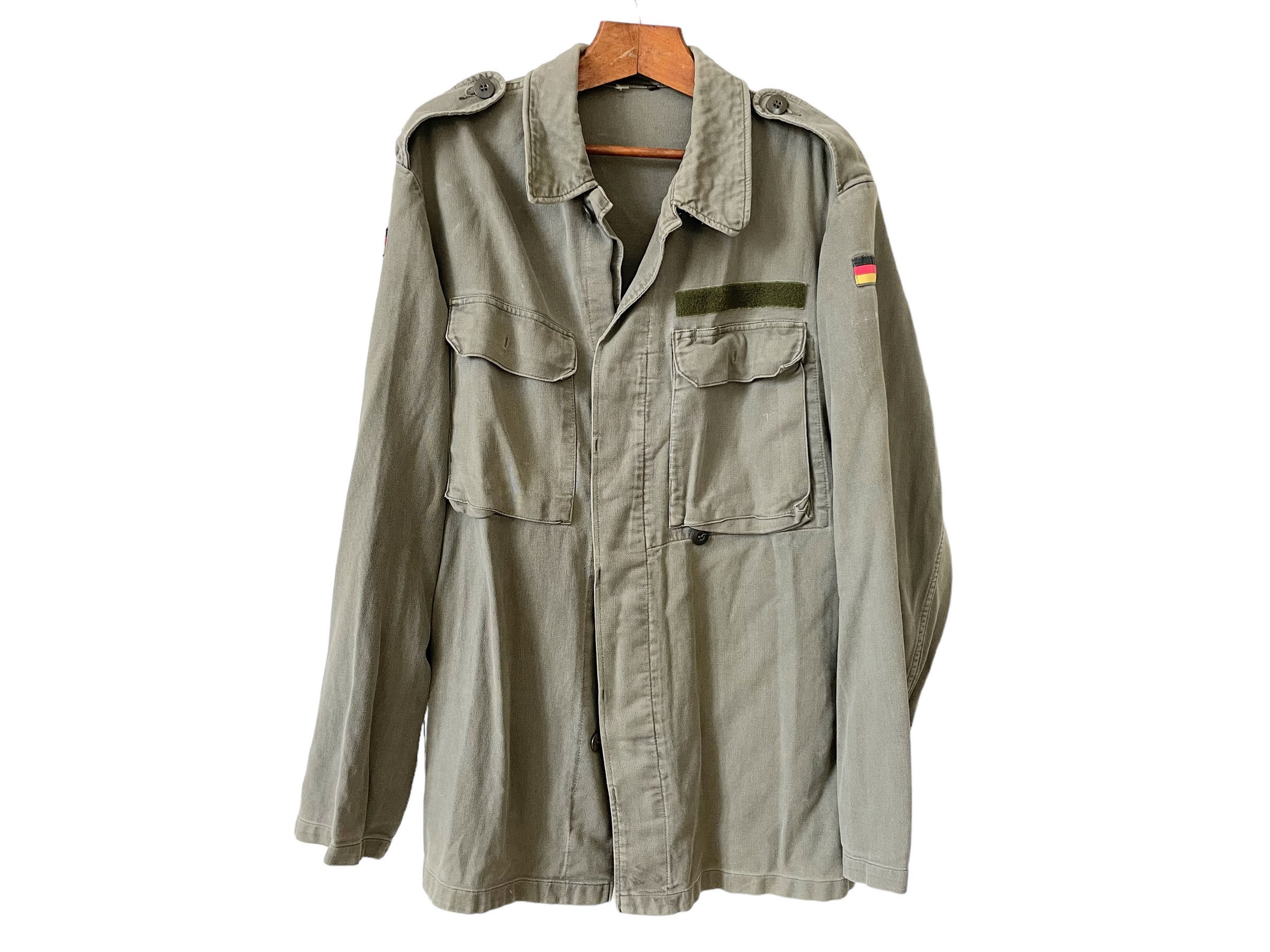 Vintage German Army Jacket Uniform Khaki Cotton Military Soldier 
