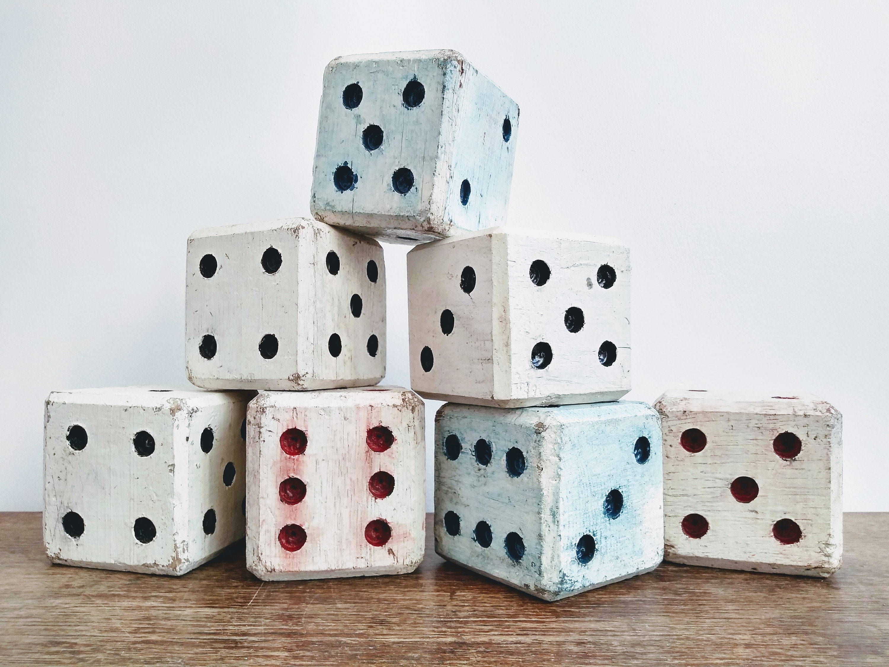 Vintage French Large Fairground Game Handmade Wooden Wood Dice Display Game Carnival Fair SOLD INDIVIDUALLY c1960-70's / EVE of Europe