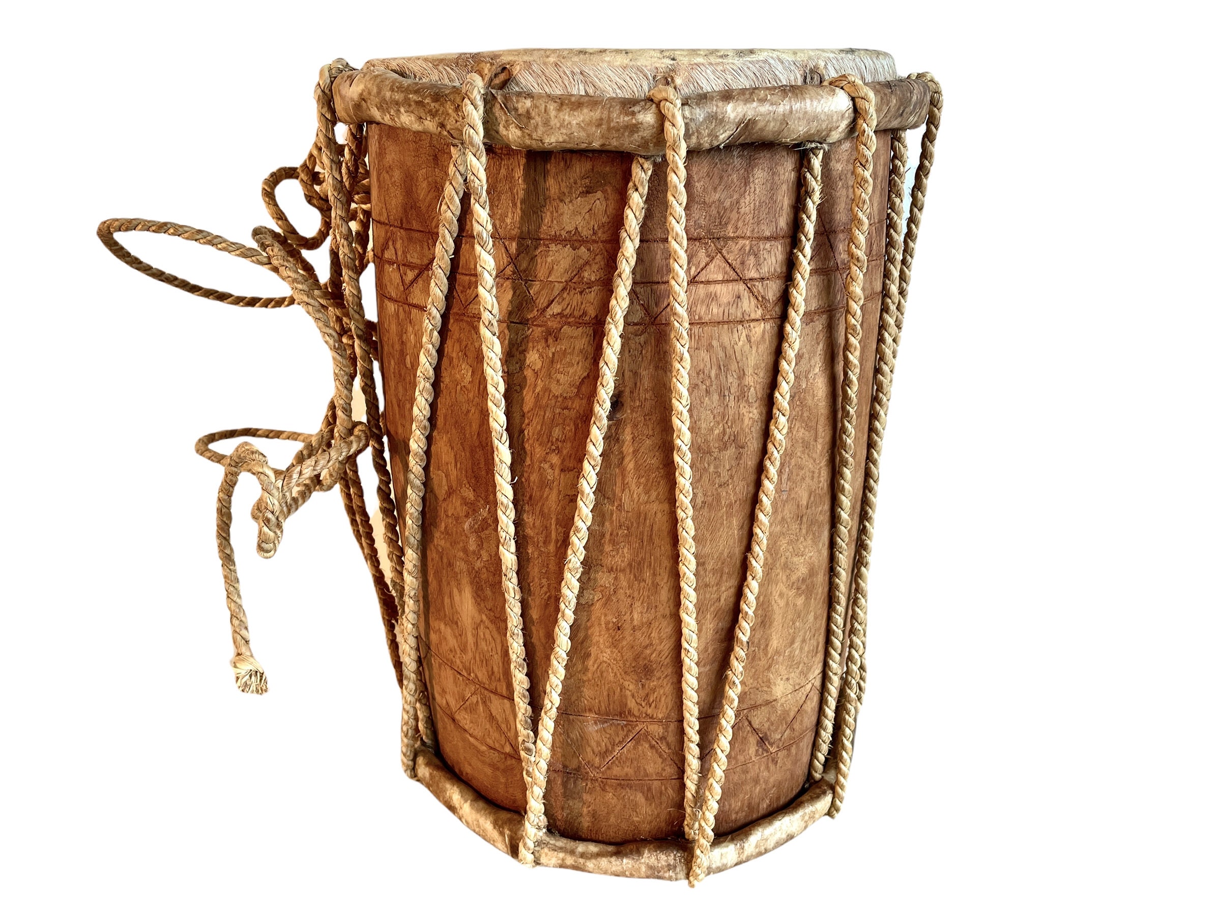 ヴィンテージ アフリカン ヘビーウッド＆レザー ドラム パーカッション